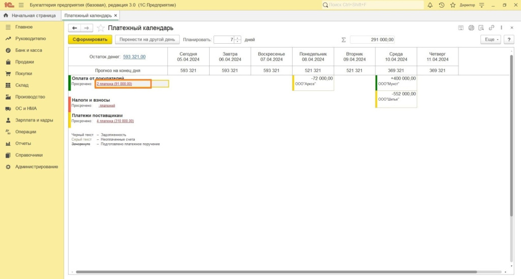 Описание, порядок работы с платежным календарем в 1С Описание, порядок работы с платежным календарем в 1С