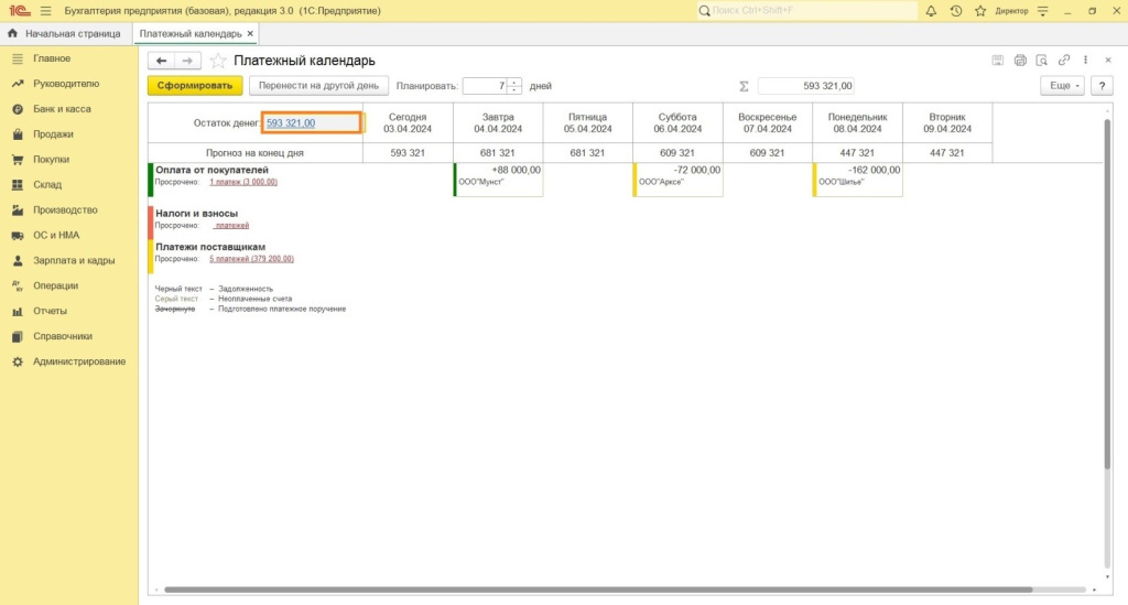 Описание, порядок работы с платежным календарем в 1С Описание, порядок работы с платежным календарем в 1С